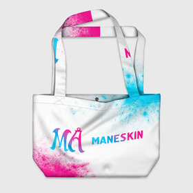Пляжная сумка 3D с принтом Maneskin neon gradient style: надпись и символ в Белгороде, 100% полиэстер | застегивается на металлическую кнопку; внутренний карман застегивается на молнию. Стенки укреплены специальным мягким материалом, чтобы защитить содержимое от несильных ударов
 | 