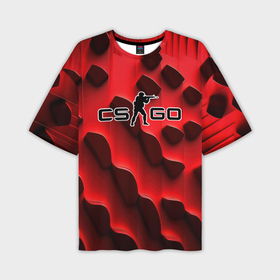 Мужская футболка oversize 3D с принтом CS GO black red abstract в Курске,  |  | 