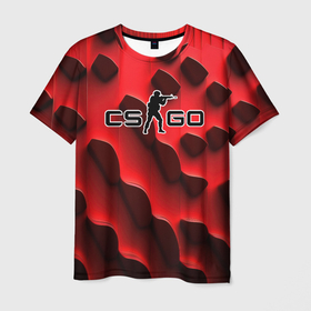 Мужская футболка 3D с принтом CS GO black red abstract в Курске, 100% полиэфир | прямой крой, круглый вырез горловины, длина до линии бедер | 