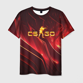 Мужская футболка 3D с принтом CS GO fire  logo в Петрозаводске, 100% полиэфир | прямой крой, круглый вырез горловины, длина до линии бедер | Тематика изображения на принте: 