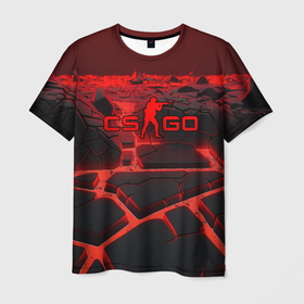 Мужская футболка 3D с принтом CS GO red neon texture в Курске, 100% полиэфир | прямой крой, круглый вырез горловины, длина до линии бедер | Тематика изображения на принте: 