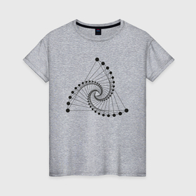 Женская футболка хлопок с принтом Линии с кругами   абстракция , 100% хлопок | прямой крой, круглый вырез горловины, длина до линии бедер, слегка спущенное плечо | 