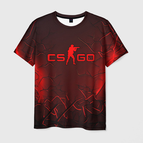 Мужская футболка 3D с принтом CSGO logo dark red , 100% полиэфир | прямой крой, круглый вырез горловины, длина до линии бедер | 
