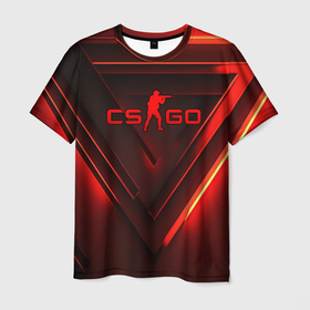 Мужская футболка 3D с принтом CS GO red   light , 100% полиэфир | прямой крой, круглый вырез горловины, длина до линии бедер | 