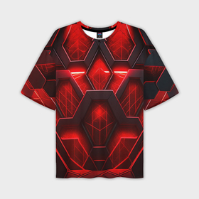 Мужская футболка oversize 3D с принтом Red space abstract в Екатеринбурге,  |  | 