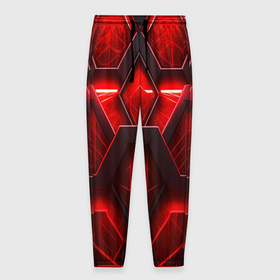 Мужские брюки 3D с принтом Red space abstract в Кировске, 100% полиэстер | манжеты по низу, эластичный пояс регулируется шнурком, по бокам два кармана без застежек, внутренняя часть кармана из мелкой сетки | 