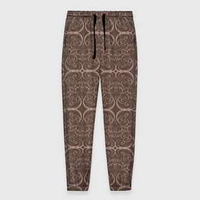 Мужские брюки 3D с принтом Brown tracery в Тюмени, 100% полиэстер | манжеты по низу, эластичный пояс регулируется шнурком, по бокам два кармана без застежек, внутренняя часть кармана из мелкой сетки | 