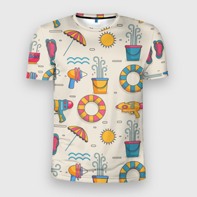 Мужская футболка 3D Slim с принтом Vibe summer в Курске, 100% полиэстер с улучшенными характеристиками | приталенный силуэт, круглая горловина, широкие плечи, сужается к линии бедра | Тематика изображения на принте: 