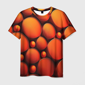 Мужская футболка 3D с принтом Оранжевы е круглые плиты в Екатеринбурге, 100% полиэфир | прямой крой, круглый вырез горловины, длина до линии бедер | 