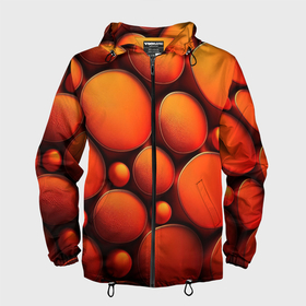 Мужская ветровка 3D с принтом Оранжевы е круглые плиты в Петрозаводске, 100% полиэстер | подол и капюшон оформлены резинкой с фиксаторами, два кармана без застежек по бокам, один потайной карман на груди | 