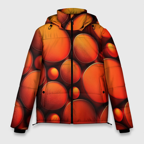 Мужская зимняя куртка 3D с принтом Оранжевы е круглые плиты в Петрозаводске, верх — 100% полиэстер; подкладка — 100% полиэстер; утеплитель — 100% полиэстер | длина ниже бедра, свободный силуэт Оверсайз. Есть воротник-стойка, отстегивающийся капюшон и ветрозащитная планка. 

Боковые карманы с листочкой на кнопках и внутренний карман на молнии. | 