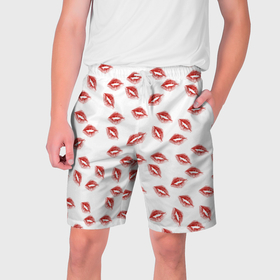 Мужские шорты 3D с принтом Поцелуи   паттерн в Тюмени,  полиэстер 100% | прямой крой, два кармана без застежек по бокам. Мягкая трикотажная резинка на поясе, внутри которой широкие завязки. Длина чуть выше колен | 