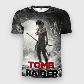 Мужская футболка 3D Slim с принтом Rise of the tomb rider в Санкт-Петербурге, 100% полиэстер с улучшенными характеристиками | приталенный силуэт, круглая горловина, широкие плечи, сужается к линии бедра | 
