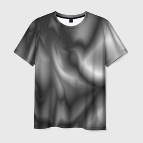 Мужская футболка 3D с принтом Серые абстрактные волны в Тюмени, 100% полиэфир | прямой крой, круглый вырез горловины, длина до линии бедер | 