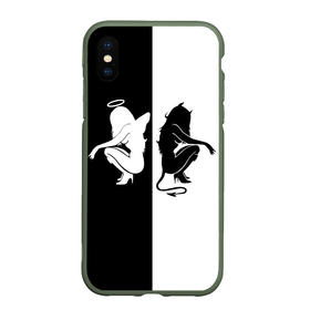 Чехол для iPhone XS Max матовый с принтом Ангел и Демон в Петрозаводске, Силикон | Область печати: задняя сторона чехла, без боковых панелей | 