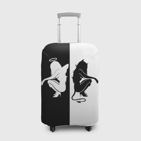Чехол для чемодана 3D с принтом Ангел и Демон в Петрозаводске, 86% полиэфир, 14% спандекс | двустороннее нанесение принта, прорези для ручек и колес | 