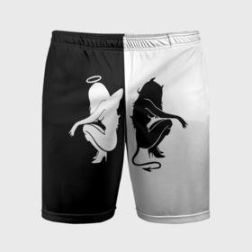 Мужские шорты спортивные с принтом Ангел и Демон в Тюмени,  |  | 