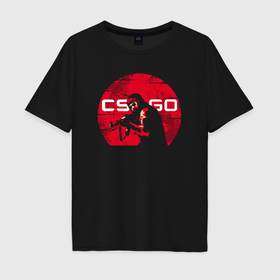 Мужская футболка хлопок Oversize с принтом Red CSGO в Санкт-Петербурге, 100% хлопок | свободный крой, круглый ворот, “спинка” длиннее передней части | 
