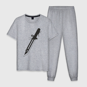 Мужская пижама хлопок с принтом Hunter knife в Белгороде, 100% хлопок | брюки и футболка прямого кроя, без карманов, на брюках мягкая резинка на поясе и по низу штанин
 | 