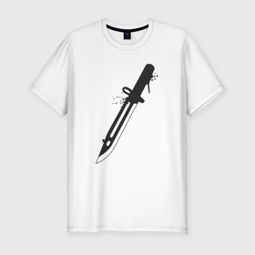 Мужская футболка хлопок Slim с принтом Hunter knife в Санкт-Петербурге, 92% хлопок, 8% лайкра | приталенный силуэт, круглый вырез ворота, длина до линии бедра, короткий рукав | 