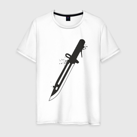 Мужская футболка хлопок с принтом Hunter knife в Кировске, 100% хлопок | прямой крой, круглый вырез горловины, длина до линии бедер, слегка спущенное плечо. | 