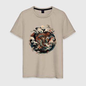 Мужская футболка хлопок с принтом Power of the Dragon god в Тюмени, 100% хлопок | прямой крой, круглый вырез горловины, длина до линии бедер, слегка спущенное плечо. | 