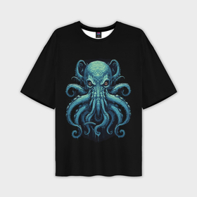 Мужская футболка oversize 3D с принтом Голубой осьминог в Кировске,  |  | Тематика изображения на принте: 