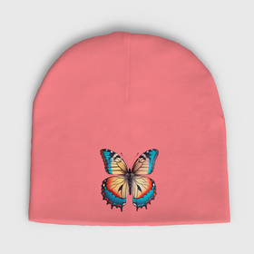 Мужская шапка демисезонная с принтом Бабочка с голубыми крыльями в Курске,  |  | Тематика изображения на принте: 