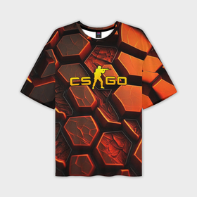 Мужская футболка oversize 3D с принтом CS GO orange logo в Кировске,  |  | 