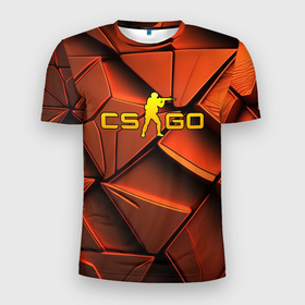 Мужская футболка 3D Slim с принтом CSGO orange  logo в Белгороде, 100% полиэстер с улучшенными характеристиками | приталенный силуэт, круглая горловина, широкие плечи, сужается к линии бедра | 