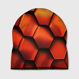 Шапка 3D с принтом Объемные оранжевые плиты в Курске, 100% полиэстер | универсальный размер, печать по всей поверхности изделия | 