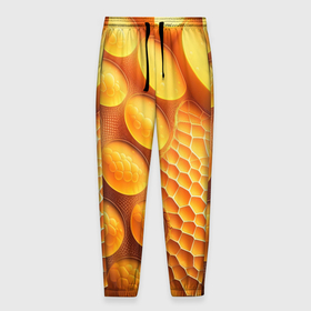 Мужские брюки 3D с принтом Оранжевые круглые плиты в Санкт-Петербурге, 100% полиэстер | манжеты по низу, эластичный пояс регулируется шнурком, по бокам два кармана без застежек, внутренняя часть кармана из мелкой сетки | 