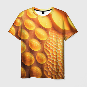 Мужская футболка 3D с принтом Оранжевые круглые плиты в Екатеринбурге, 100% полиэфир | прямой крой, круглый вырез горловины, длина до линии бедер | 
