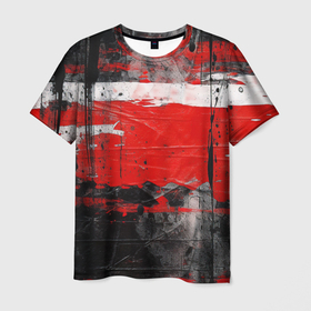 Мужская футболка 3D с принтом Красная белая черная краска в Белгороде, 100% полиэфир | прямой крой, круглый вырез горловины, длина до линии бедер | Тематика изображения на принте: 