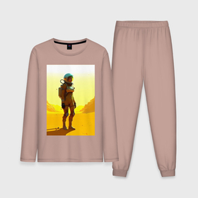 Мужская пижама с лонгсливом хлопок с принтом Девушка астронавт в пустыне   нейросеть в Белгороде,  |  | 