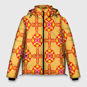 Мужская зимняя куртка 3D с принтом Желто оранжевый мотив в Тюмени, верх — 100% полиэстер; подкладка — 100% полиэстер; утеплитель — 100% полиэстер | длина ниже бедра, свободный силуэт Оверсайз. Есть воротник-стойка, отстегивающийся капюшон и ветрозащитная планка. 

Боковые карманы с листочкой на кнопках и внутренний карман на молнии. | 