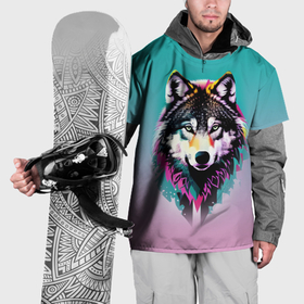 Накидка на куртку 3D с принтом Волчья морда   поп арт в Тюмени, 100% полиэстер |  | 