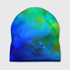 Шапка 3D с принтом Градиент сине зелёных оттенков   нейросеть в Белгороде, 100% полиэстер | универсальный размер, печать по всей поверхности изделия | Тематика изображения на принте: 