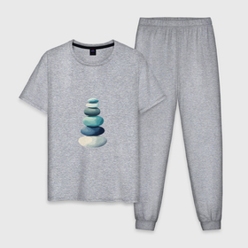 Мужская пижама хлопок с принтом Пирамида из камней , 100% хлопок | брюки и футболка прямого кроя, без карманов, на брюках мягкая резинка на поясе и по низу штанин
 | 