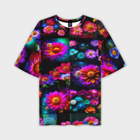 Мужская футболка oversize 3D с принтом много цветов в Кировске,  |  | 