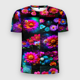 Мужская футболка 3D Slim с принтом много цветов в Кировске, 100% полиэстер с улучшенными характеристиками | приталенный силуэт, круглая горловина, широкие плечи, сужается к линии бедра | 