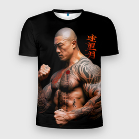 Мужская футболка 3D Slim с принтом Irezumi tattoo yakuza в Кировске, 100% полиэстер с улучшенными характеристиками | приталенный силуэт, круглая горловина, широкие плечи, сужается к линии бедра | Тематика изображения на принте: 