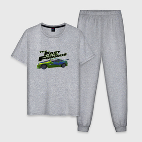 Мужская пижама хлопок с принтом Форсаж Mitsubishi Eclipse GSX в Кировске, 100% хлопок | брюки и футболка прямого кроя, без карманов, на брюках мягкая резинка на поясе и по низу штанин
 | 