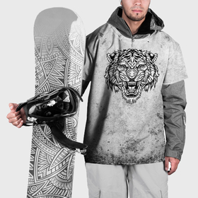Накидка на куртку 3D с принтом Черно белый злой тигр в Петрозаводске, 100% полиэстер |  | 