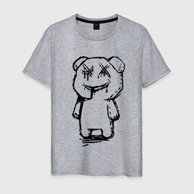 Мужская футболка хлопок с принтом Smile bear   minimalism в Белгороде, 100% хлопок | прямой крой, круглый вырез горловины, длина до линии бедер, слегка спущенное плечо. | 
