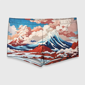 Мужские купальные плавки 3D с принтом Пейзаж в Японском ретро стиле в Курске, Полиэстер 85%, Спандекс 15% |  | 