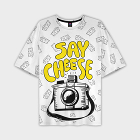 Мужская футболка oversize 3D с принтом Say cheese в Екатеринбурге,  |  | Тематика изображения на принте: 