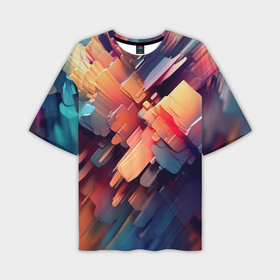 Мужская футболка oversize 3D с принтом Цветная абстракция каменных сланцев ,  |  | 