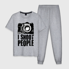 Мужская пижама хлопок с принтом Shoot photographer в Курске, 100% хлопок | брюки и футболка прямого кроя, без карманов, на брюках мягкая резинка на поясе и по низу штанин
 | Тематика изображения на принте: 