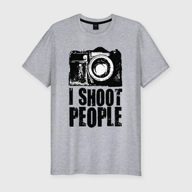 Мужская футболка хлопок Slim с принтом Shoot photographer в Курске, 92% хлопок, 8% лайкра | приталенный силуэт, круглый вырез ворота, длина до линии бедра, короткий рукав | 